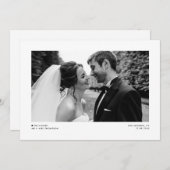 ブラックモダンミニマル結婚主義写真の落ち込み 案内状 (正面/裏面)