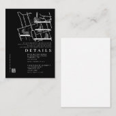 ブラックモダンミニマル詳細結婚式招待状 エンクロージャーカード (正面/裏面)