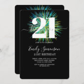 ブラックモダンミニマル21歳招待状 招待状 (正面/裏面)