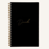 ブラックモダンミニマル&シック金ゴールド書道 ノートブック (正面)