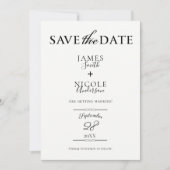 ブラックモダンミニマル フルフォト セーブ・ザ・デート 招待状 (正面)