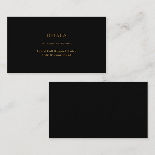 ブラックモダンミニマ結婚リスト詳細 エンクロージャーカード (正面/裏面)