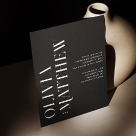 ブラックモダンミニマ結婚リスト+ QR詳細 招待状