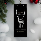 ブラックモダンメリークリスマスのクリスタルトナカイ ワインギフトバッグ