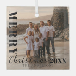 ブラックモダンメリークリスマススクリプトの写真 ガラスオーナメント