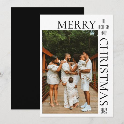 ブラックモダンメリークリスマスフォトホリデーカード シーズンカード (正面/裏面)