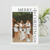 ブラックモダンメリークリスマスフォトホリデーカード シーズンカード (スタンド正面)