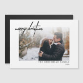ブラックモダンメリークリスマスホワイト磁気カード (正面/裏面)