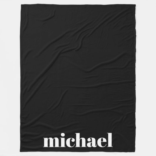 ブラックモダンモノグラパーソナライズされたム名 フリースブランケット (正面)