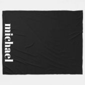 ブラックモダンモノグラパーソナライズされたム名 フリースブランケット (正面(横))