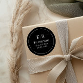 ブラックモダンモノグラム結婚の感謝 ラウンドシール