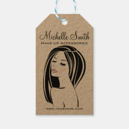 ブラックモダンライトピンクシックまつげメイクアップアーティスト ギフトタグ