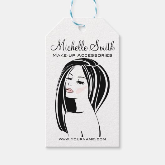 ブラックモダンライトピンクシックまつげメイクアップアーティスト ギフトタグ (正面)