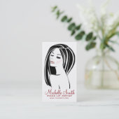 ブラックモダンライトピンクシックまつげメイクアップアーティスト 名刺 (スタンド正面)