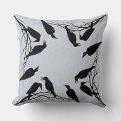 ブラックモダンラヴェンスのミニマリストパターン クッション (正面)