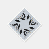 ブラックモダンラヴェンスのミニマリストパターン スタンダードカクテルナプキン (角)