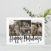 ブラックモダンレタリング5枚フォトハッピー シーズンカード (スタンド正面)