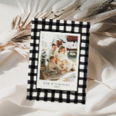 ブラックモダンレトロプレイドファミリーフォトクリスマス シーズンカード