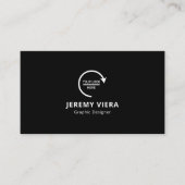 ブラックモダンロミニマルゴとQRコード 名刺 (正面)