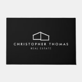 ブラックモダン不動産仲介業者、アーキテクチャのホームロゴ ドアマット (正面)