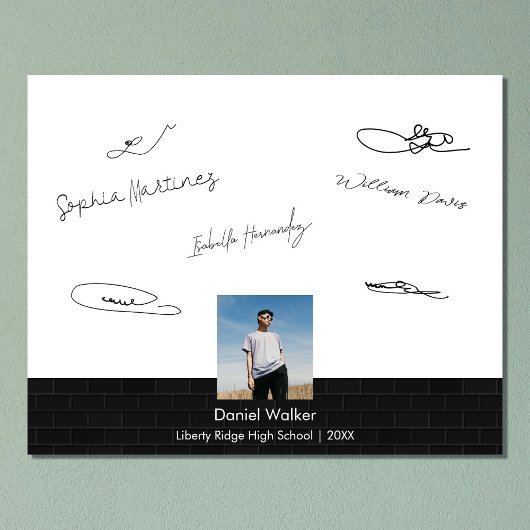 ブラックモダン卒業式パーティーの署名ゲスト フォトプリント