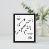 ブラックモダン引っ越し祝いパーティーオープンハウス招待状 ポストカード (スタンド正面)