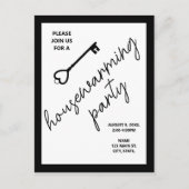 ブラックモダン引っ越し祝いパーティーオープンハウス招待状 ポストカード (正面)