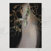 ブラックモダン抽象芸術ゴールデンユーカリ緑 招待状 (裏面)