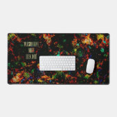 ブラックモダン抽象芸術マーブルカラフルネオンイニシャル デスクマット (キーボード&マウス)