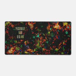 ブラックモダン抽象芸術マーブルカラフルネオンイニシャル デスクマット