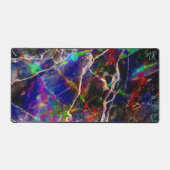 ブラックモダン抽象芸術マーブルカラフルネオンイニシャル デスクマット (正面)