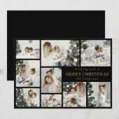 ブラックモダン数々のスタイリッシュフォトグリッドホリデーカード シーズンカード (正面/裏面)