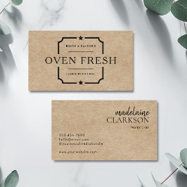 ブラックモダン文字クラフトペストリーシェフベーカリー 名刺