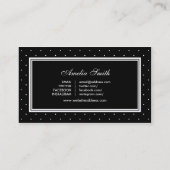 ブラックモダン水玉模様レッドリボンソーシャルメディア 名刺 (裏面)