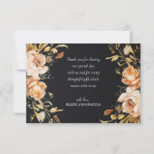 ブラックモダン秋結婚フローラ サンキューカード (裏面)