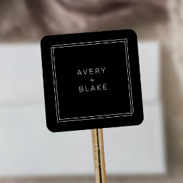 ブラックモダン結婚式用シール/ AVERYスイート スクエアシール