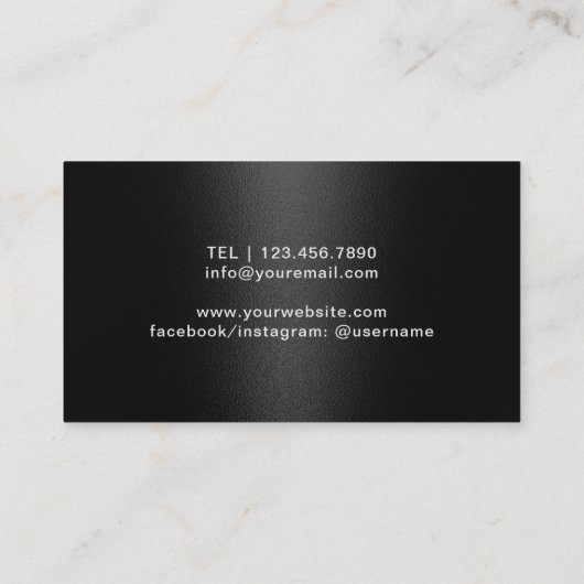 ブラックモダン美しいロゴ美容師サロンとスパ 名刺 (裏面)