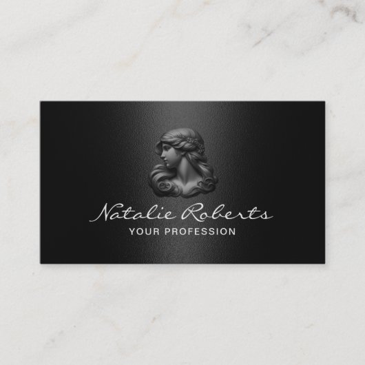 ブラックモダン美しいロゴ美容師サロンとスパ 名刺 (正面)