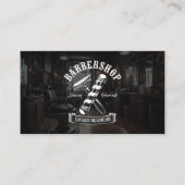 ブラックモダン美容師バーバーショップビジネス ロイヤリティカード (正面)