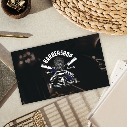 ブラックモダン美容師ロゴバーバーショップビジネス ロイヤリティカード