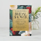 ブラックモダン金ゴールドさくらんぼフラムズブライダルシャワー 招待状 (スタンド正面)