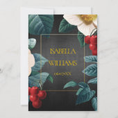 ブラックモダン金ゴールドさくらんぼフラムズブライダルシャワー 招待状 (裏面)