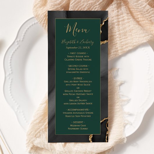 ブラックモダン金ゴールドアガテエメラルドグリーン結婚ズ メニュー