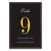 ブラックモダン金ゴールドエレガントなウェディングテーブル番号 テーブルナンバー (裏面)