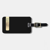 ブラックモダン金ゴールドエレガントシンプルブラッシュメタル ラゲッジタグ (正面横)