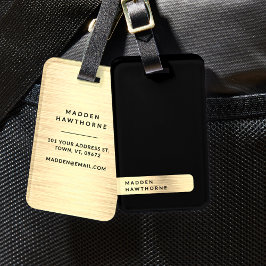 ブラックモダン金ゴールドエレガントシンプルブラッシュメタル ラゲッジタグ