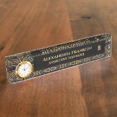 ブラックモダン金ゴールドオフィスプロフェッショナルのパーソナライズ デスクネームプレート (側面)