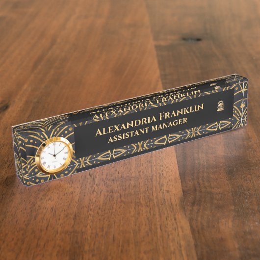 ブラックモダン金ゴールドオフィスプロフェッショナルのパーソナライズ デスクネームプレート (側面)