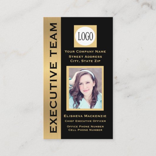 ブラックモダン金ゴールドカスタムエグゼクティブ名刺 名刺 (正面)