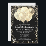 ブラックモダン金ゴールドグラムグリッターバルーン誕生日 招待状<br><div class="desc">グラムモダン金ゴールドブラックグリッタースパークルバルーンエレガント誕生日スタイリッシュ招待状</div>